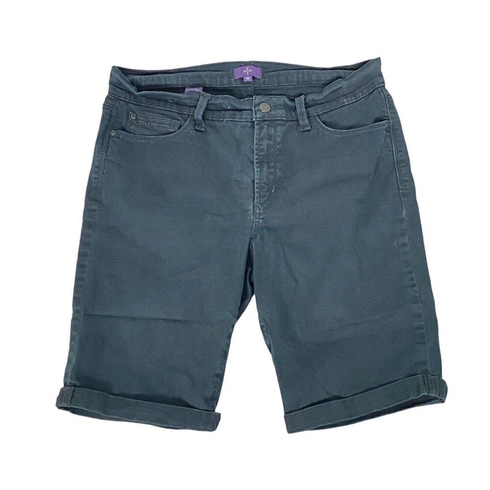 NYDJ Women Bermuda Cuff Legs Shorts Sz 10 Black Casual Outdoors Active Walk 24-3